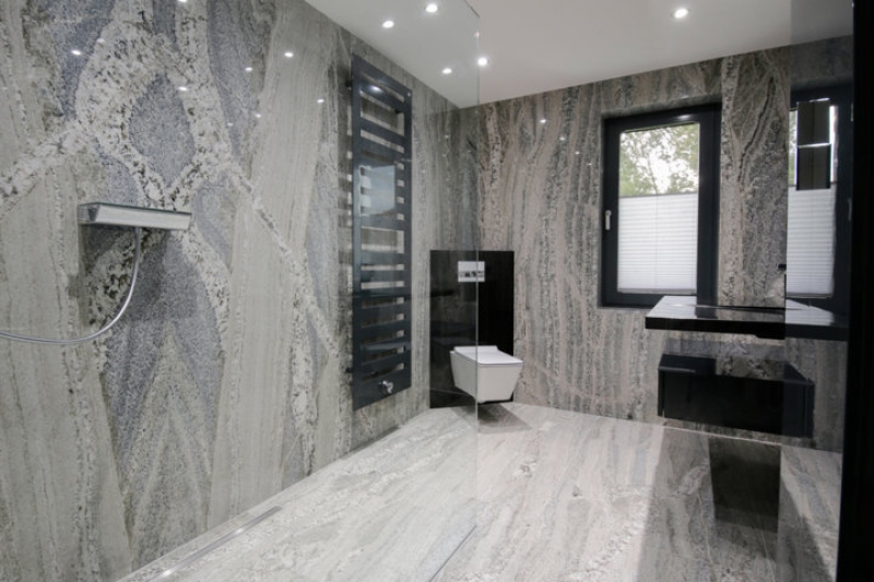 Pavimento del bagno in granito White Fusion